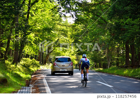 《長野県》国道299号　新緑のメルヘン街道を走る自転車 118257456