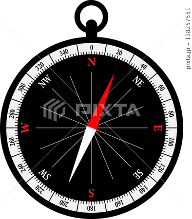 手持ち用小型方位磁石のイラスト 手持ち用小型方位磁石のイラスト 118257551