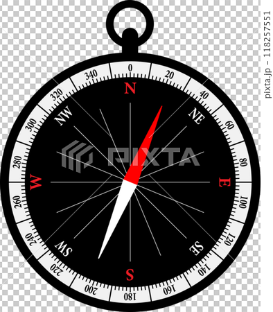 手持ち用小型方位磁石のイラスト 手持ち用小型方位磁石のイラスト 118257551