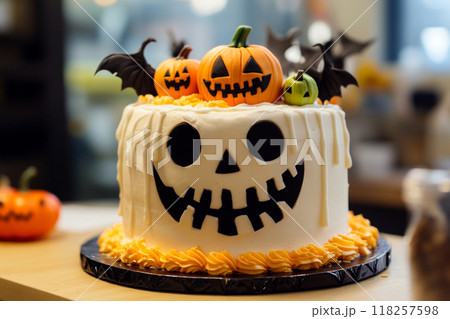 ハロウィンの可愛いデコレーションケーキ 118257598