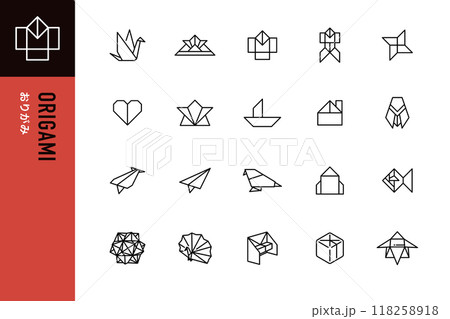 折り紙のシンプルなラインアイコン 118258918