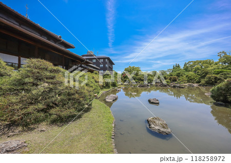 the zen garden at Yanagawa Ohana, japan May 17 2024 118258972