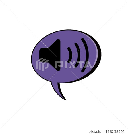 Purple notification speech bubble icon isolated on white background  118258992
