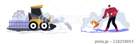 Snow removal with machines vector Snow removal with machines vector 118259053