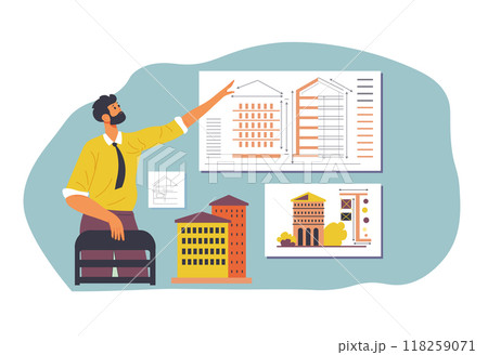 Architect Presenting Building Blueprints 118259071