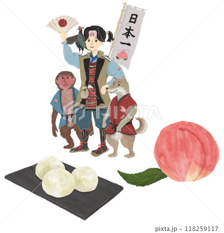 岡山県・桃太郎のイラストセット 118259117