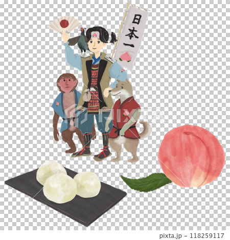 岡山県・桃太郎のイラストセット 118259117