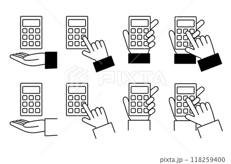 計算機と人物の手のアイコンセット 118259400