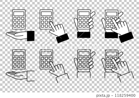 計算機と人物の手のアイコンセット 118259400