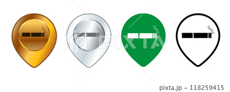 Smoke allowed area smoking zone map pinpoint mark location position information place cigarette logo design set collection Smoke allowed area smoking zone map pinpoint mark location position information place cigarette logo design set collection 118259415