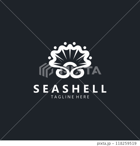 Seashell Logo. Ocean Animals premium quality graphic outline symbols collection Seashell Logo. Ocean Animals premium quality graphic outline symbols collection 118259519