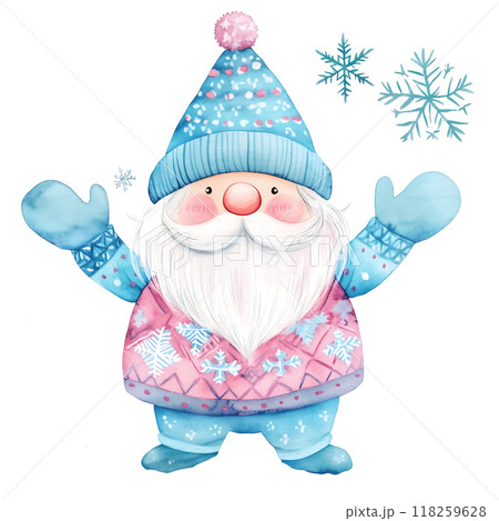 Cute Gnome Santa wearing funny sweater watercolor Cute Gnome Santa wearing funny sweater watercolor 118259628