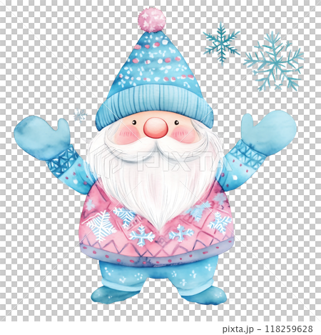 Cute Gnome Santa wearing funny sweater watercolor Cute Gnome Santa wearing funny sweater watercolor 118259628