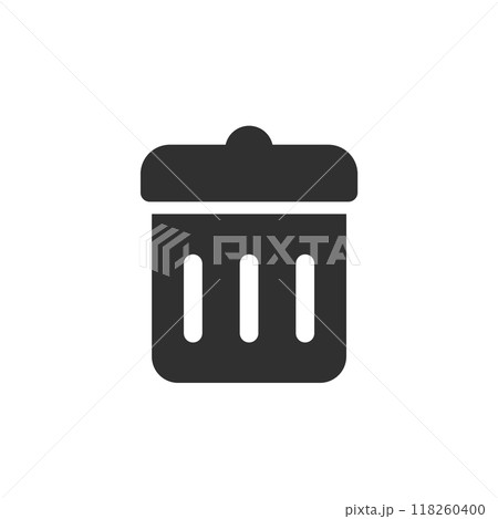 シンプルでかわいい蓋付きの黒いゴミ箱のアイコン - ごみの処分やデータ削除のイメージ素材 シンプルでかわいい蓋付きの黒いゴミ箱のアイコン - ごみの処分やデータ削除のイメージ素材 118260400