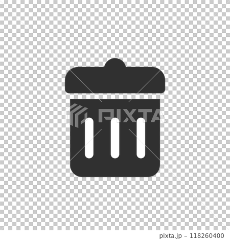 シンプルでかわいい蓋付きの黒いゴミ箱のアイコン - ごみの処分やデータ削除のイメージ素材 シンプルでかわいい蓋付きの黒いゴミ箱のアイコン - ごみの処分やデータ削除のイメージ素材 118260400
