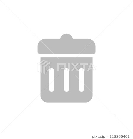 シンプルでかわいい蓋付きのグレーのゴミ箱のアイコン - ごみの処分やデータ削除のイメージ素材 シンプルでかわいい蓋付きのグレーのゴミ箱のアイコン - ごみの処分やデータ削除のイメージ素材 118260401