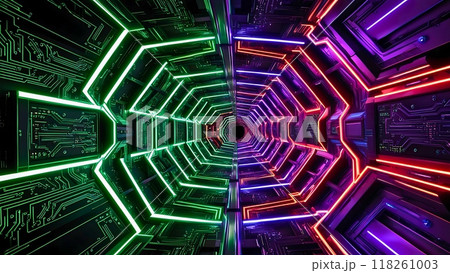 グリーンとパープルのツートンカラートンネル 118261003