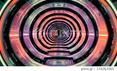 近未来の通路、直線、トンネル空間 近未来の通路、直線、トンネル空間 118261005