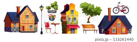 Old European city buildings set 118261440