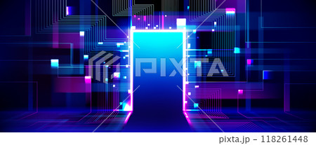 Future door background. Digital futuristic light 118261448
