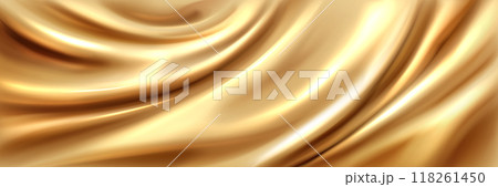 Liquid gold silk fabric. Golden cloth background Liquid gold silk fabric. Golden cloth background 118261450