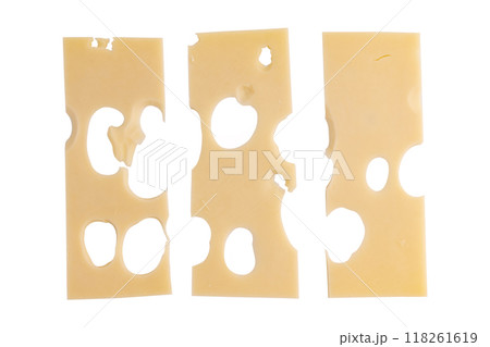 cheese slices isolated on white background cheese slices isolated on white background 118261619