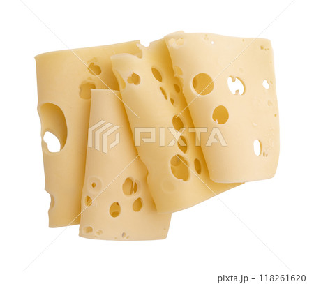 cheese slices isolated on white background cheese slices isolated on white background 118261620