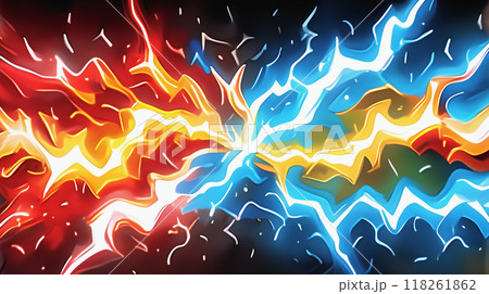 " 相対的な赤と青のエナジーの背景 ." 118261862