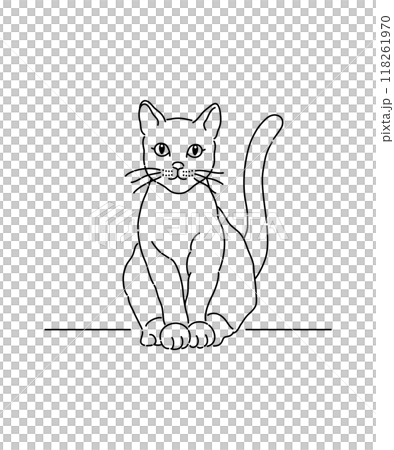 坐著的貓的簡單線條畫 118261970