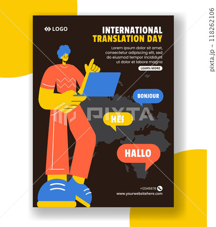 Translation Language Day Vertical Poster Flat Cartoon Hand Drawn Templates Background Illustration 118262106