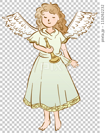 かわいい天使の線画イラスト カラー かわいい天使の線画イラスト カラー 118262232