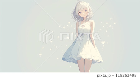お洒落なドレスを着た少女のイラスト 118262498