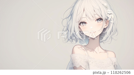 お洒落なドレスを着た少女のイラスト 118262506