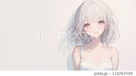 お洒落なドレスを着た少女のイラスト 118262589