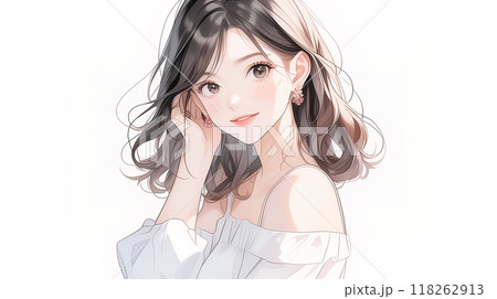 白いシャツを着た少女 118262913