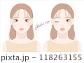 女性の正面の顔（メイクアップ） 118263155