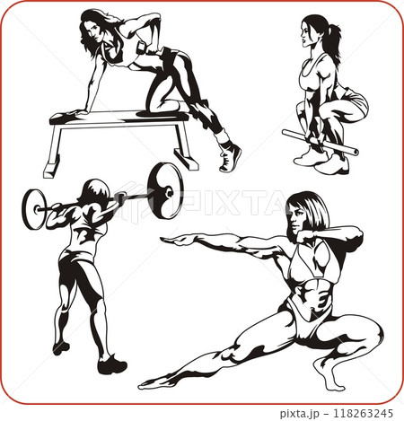 Woman engaged in fitness - vector illustration. 118263245