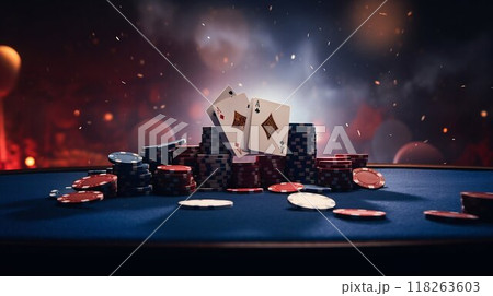 High Stakes Drama: Closeup on Poker Players' Hands. Generative ai 118263603