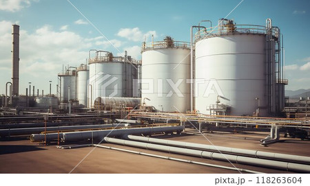 Majestic Reservoirs: Storage Tanks in an Industrial Heartland. Generative ai 118263604