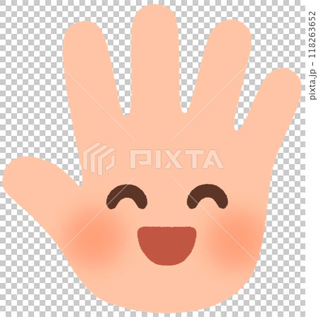 手のキャラクター_笑顔 118263652