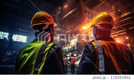 Teamwork in Safety: Industrial Workers Collaborating. Generative ai 118263802