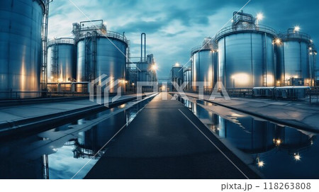 Majestic Reservoirs: Storage Tanks in an Industrial Heartland. Generative ai 118263808