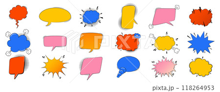 Set of empty comic speech bubbles in trendy pop art style 118264953