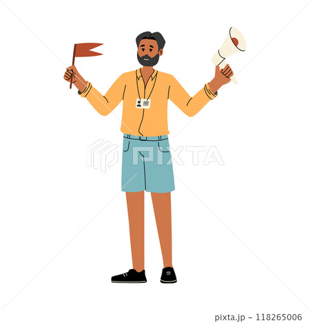 Tour guide character. Isolated vector illustration 118265006