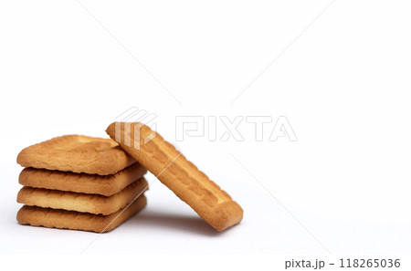 Indian biscuits stacked over white background 118265036
