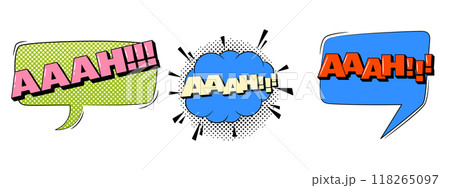 Comic book bubbles in trendy retro style. Aaah text Comic book bubbles in trendy retro style. Aaah text 118265097