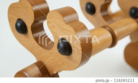 Wooden Chair Detail with Black Buttons 118265211