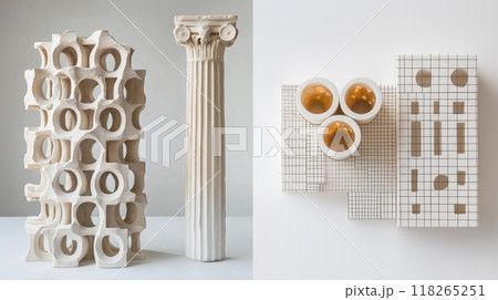 Contemporary Architectural Sculpture Collection. Modern, Classical, Abstract, Geometric Art Forms Contemporary Architectural Sculpture Collection. Modern, Classical, Abstract, Geometric Art Forms 118265251