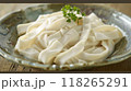 Japanese tofu noodle on wooden table. 118265291