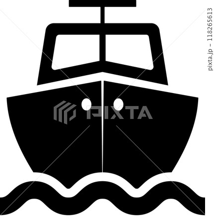 艇首から見た小型ボートのアイコン、透明背景 118265613